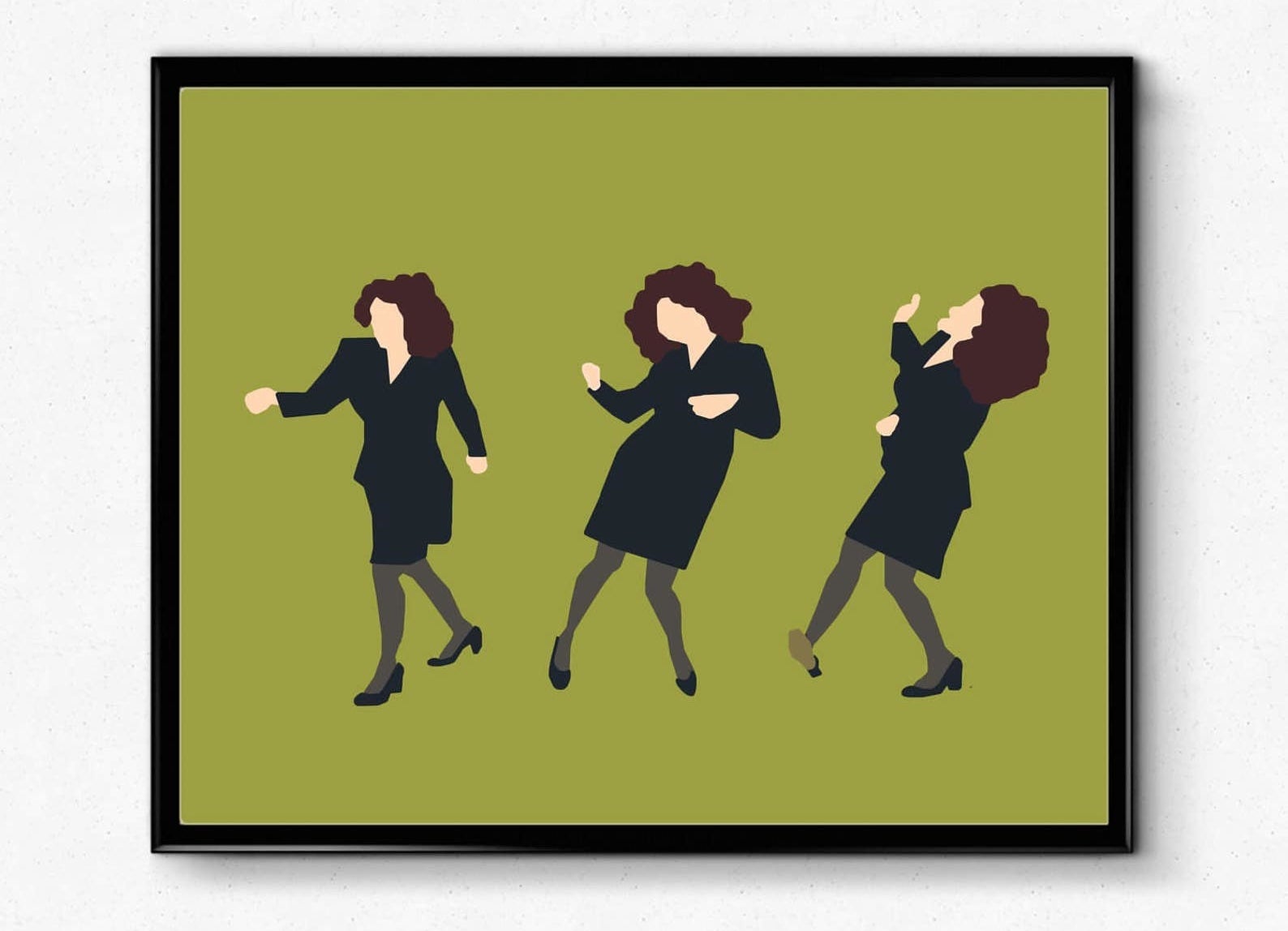 the poster of elaine dancing with a green background