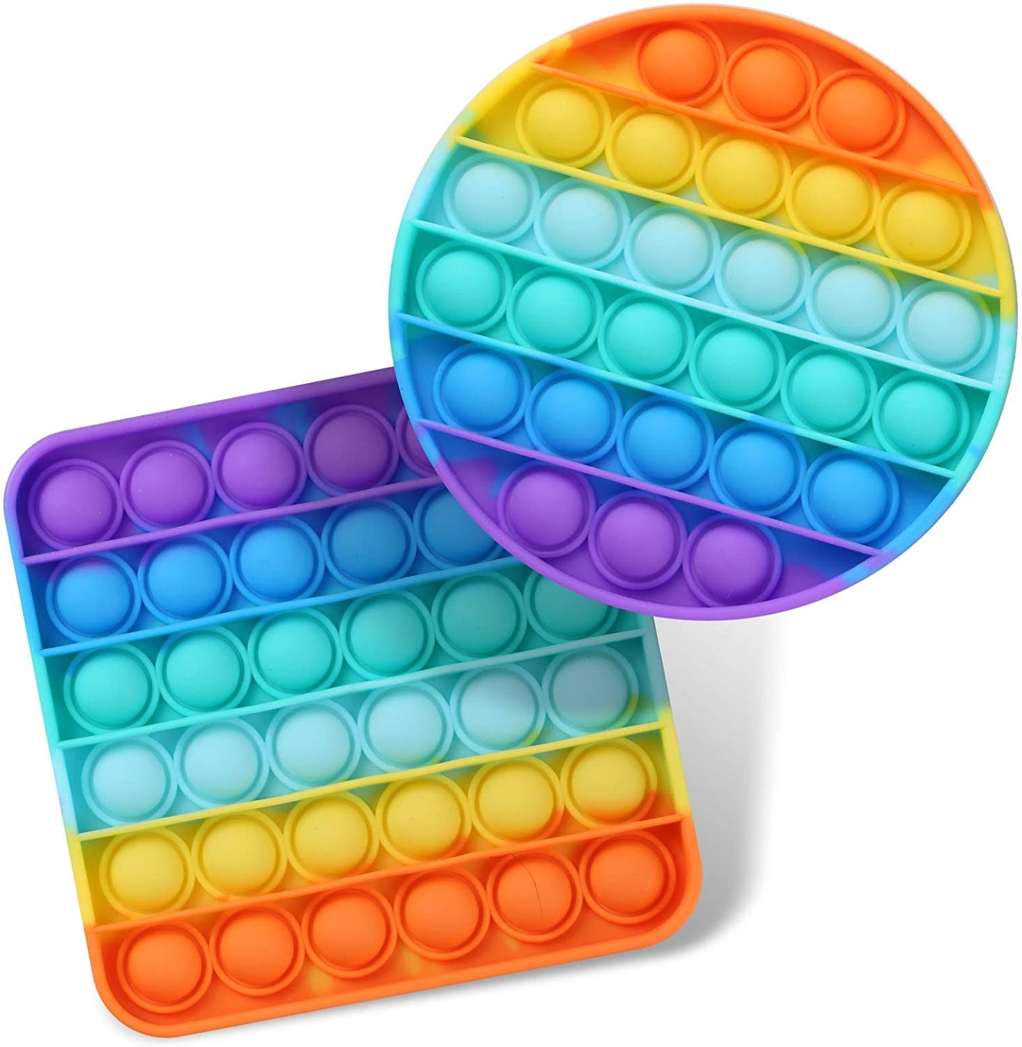 square and circle rubber toys with bubbles you can pop in and out