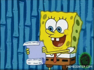 Sponge Bob Square Pants Reading a List With Gary