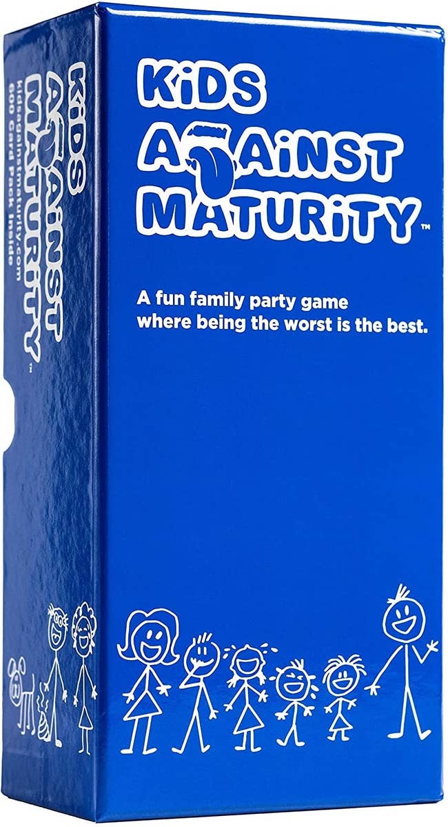 Blue packaging of Kids Against Maturity game