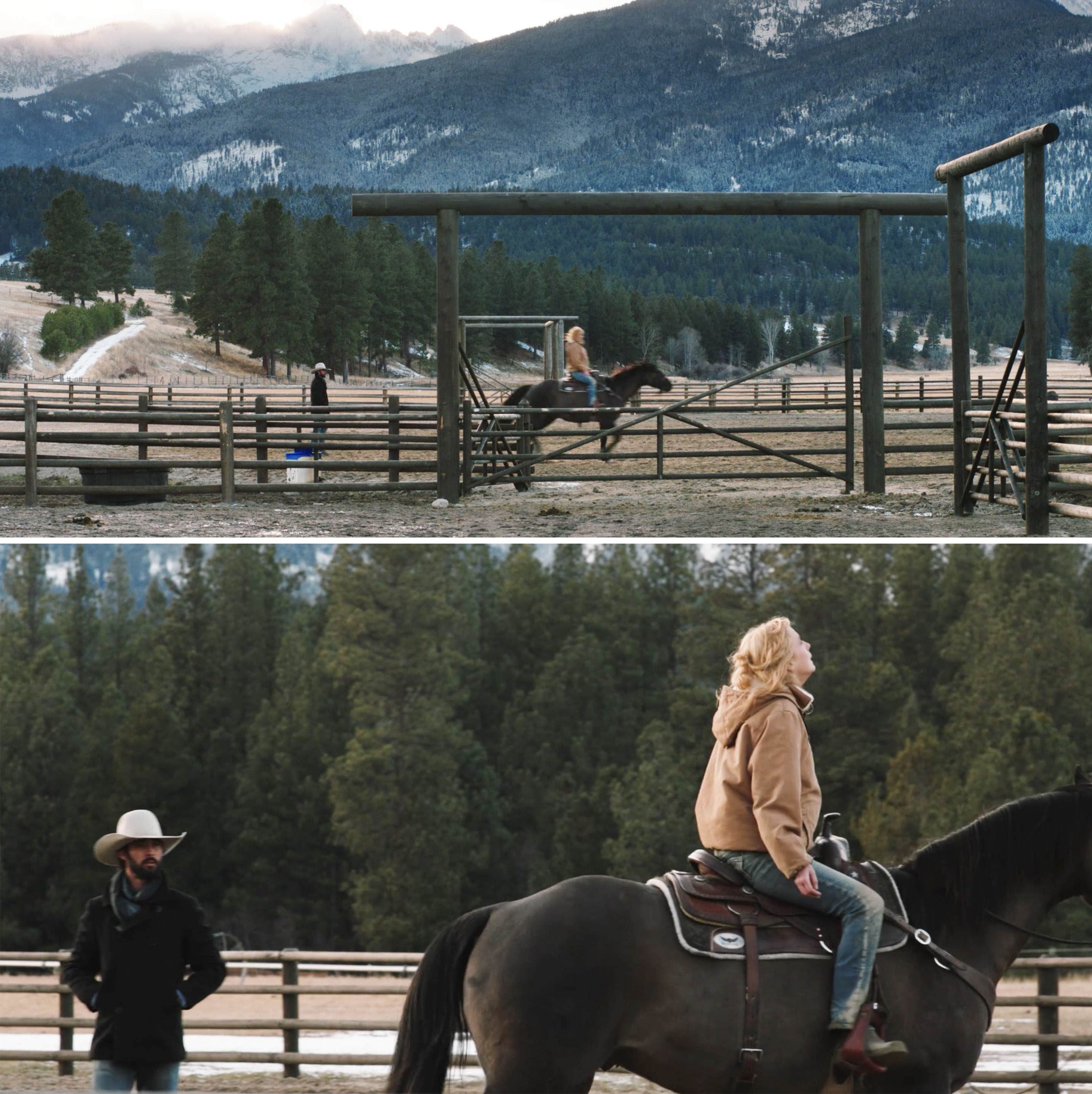 Beth crying and riding a horse