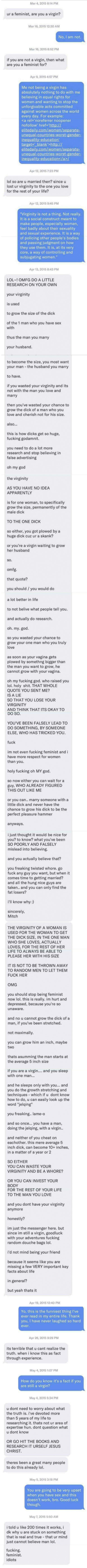 a long thread about feminism, virginity, and sex