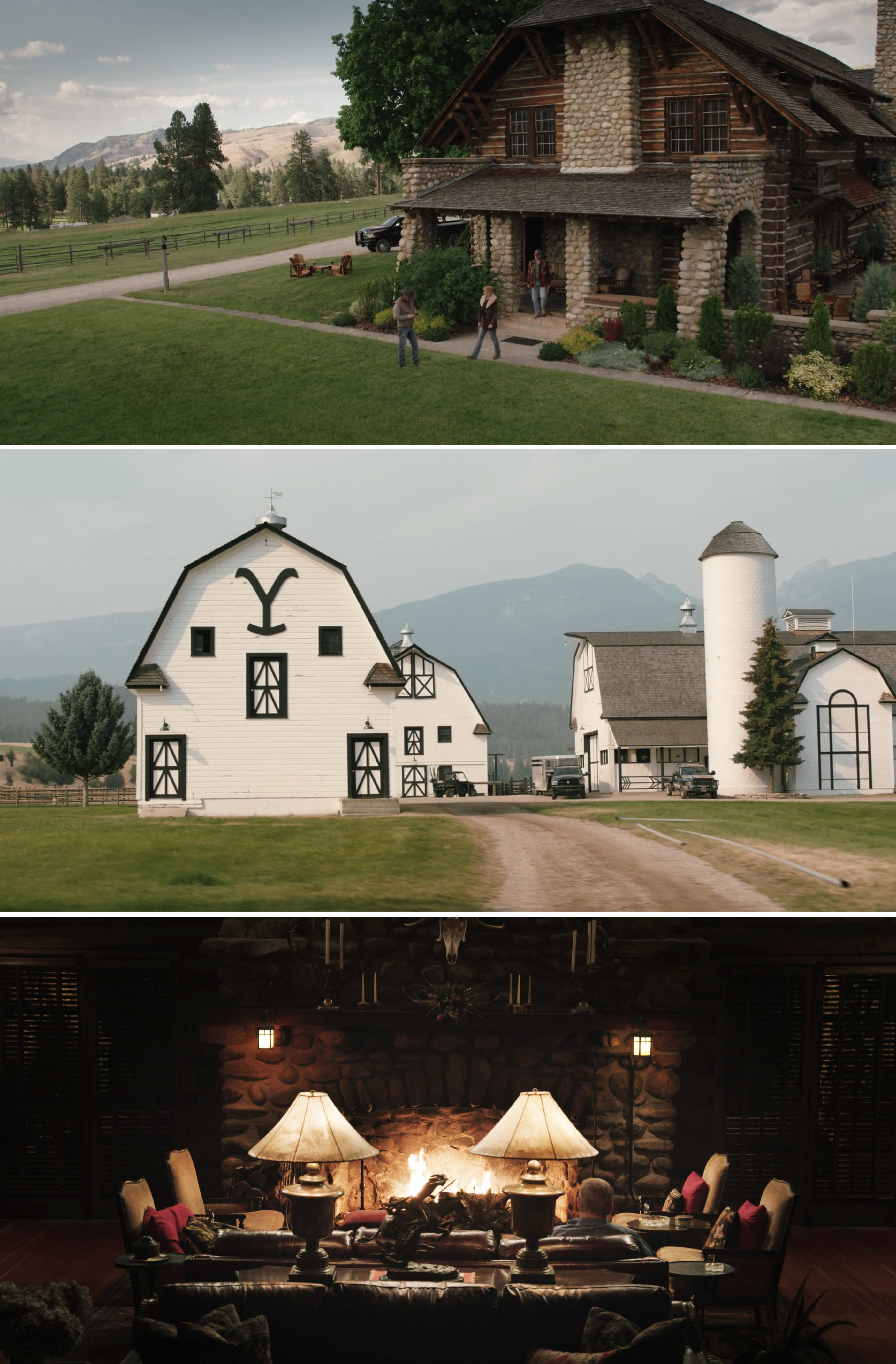 Exterior shorts of the lodge and Dutton family property