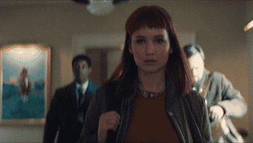 Jennifer&#x27;s character walks down a hallway with confidence