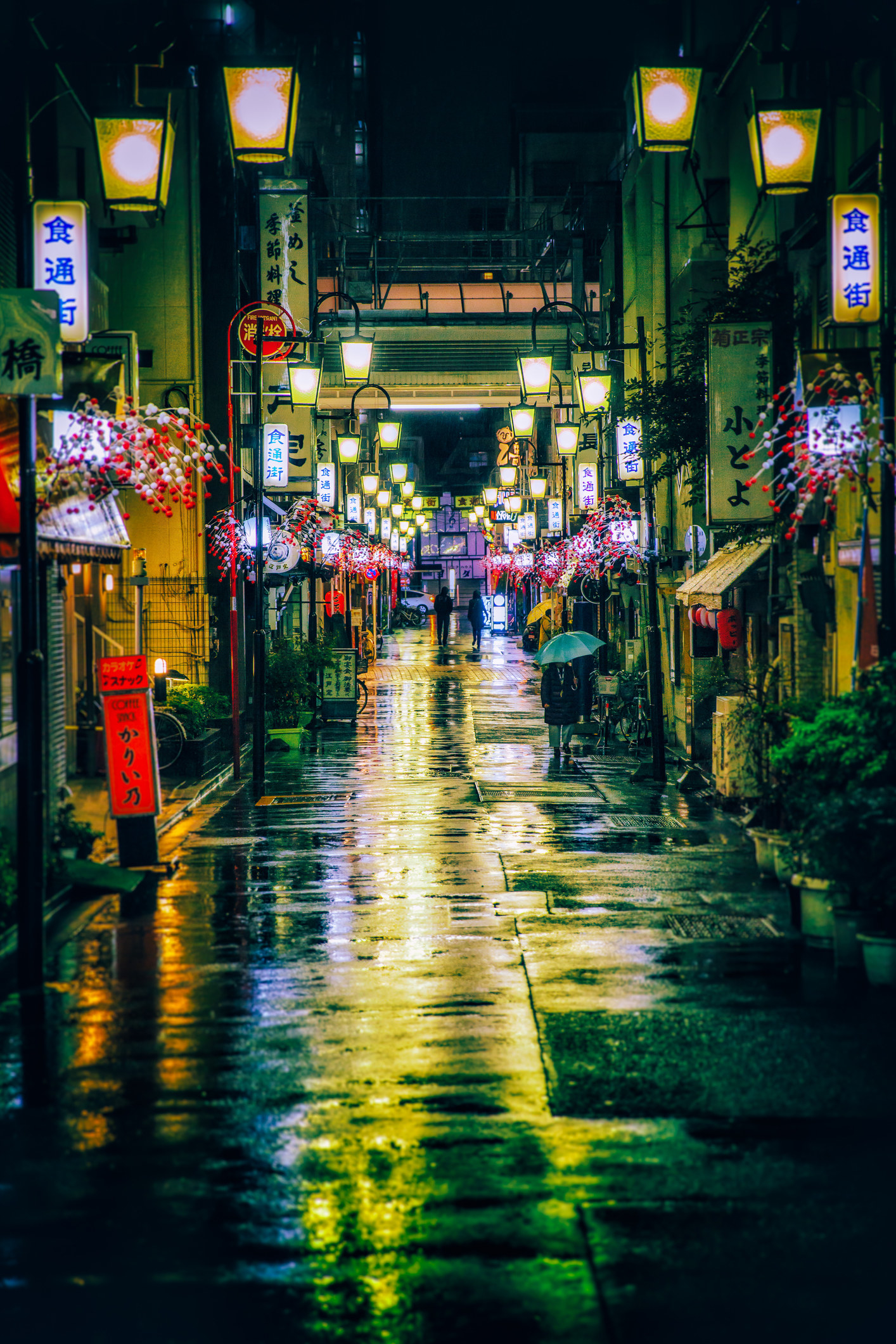 一个安静的晚上日本街。