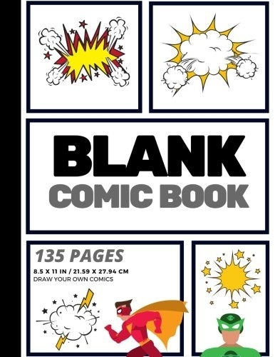 The cover of the book with comic squares and superheroes on it