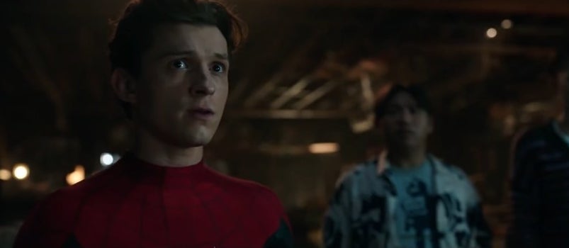 Peter in his Spider-Man suit next to Ned in &quot;Spider-Man: No Way Home&quot;