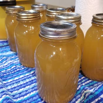 Reviewer photo of jarred turkey broth looking nice and consistent after they used the fat separator