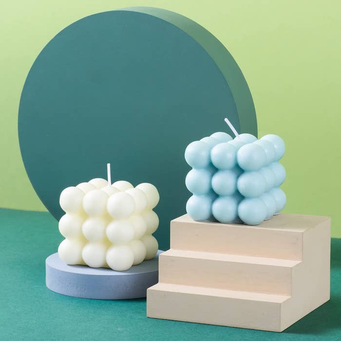 cube candles with bubbles