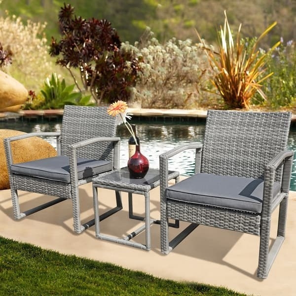 Grey three-piece patio set