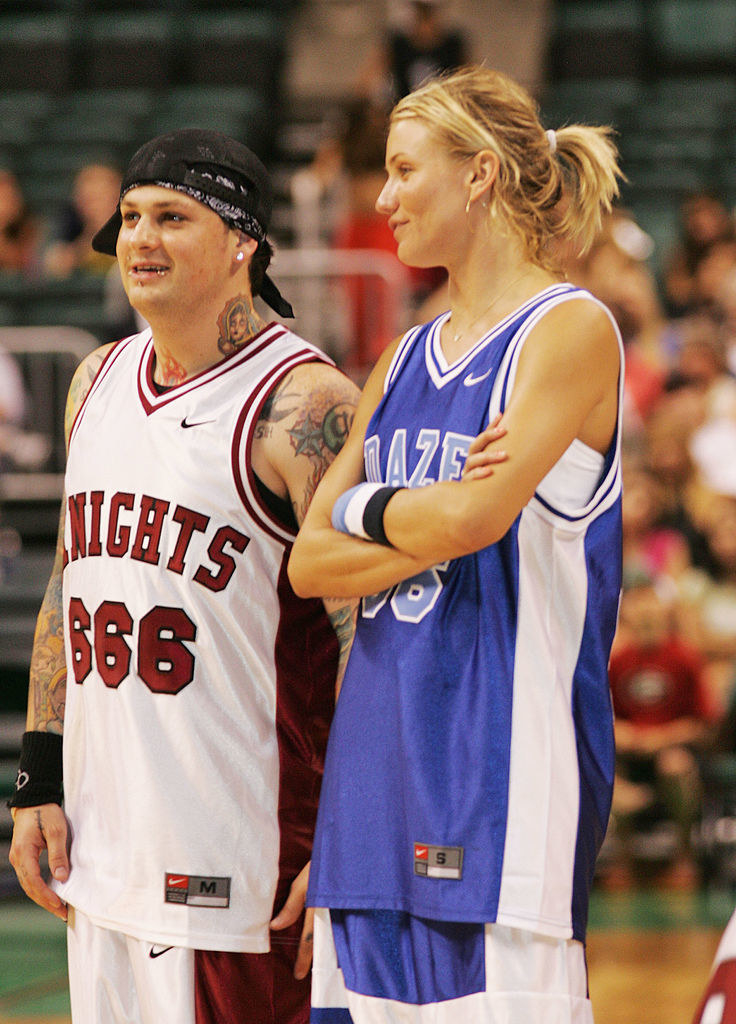 Benji Madden and Cameron Diaz during the NSYNC Challenge For The Children Celebrity Basketball Game