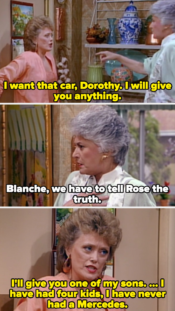 Blanche telling Dorothy she has four kids
