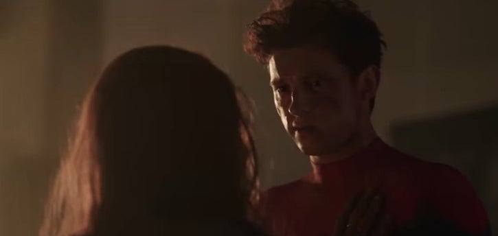 Peter talking to a female figure in &quot;Spider-Man: No Way Home&quot;
