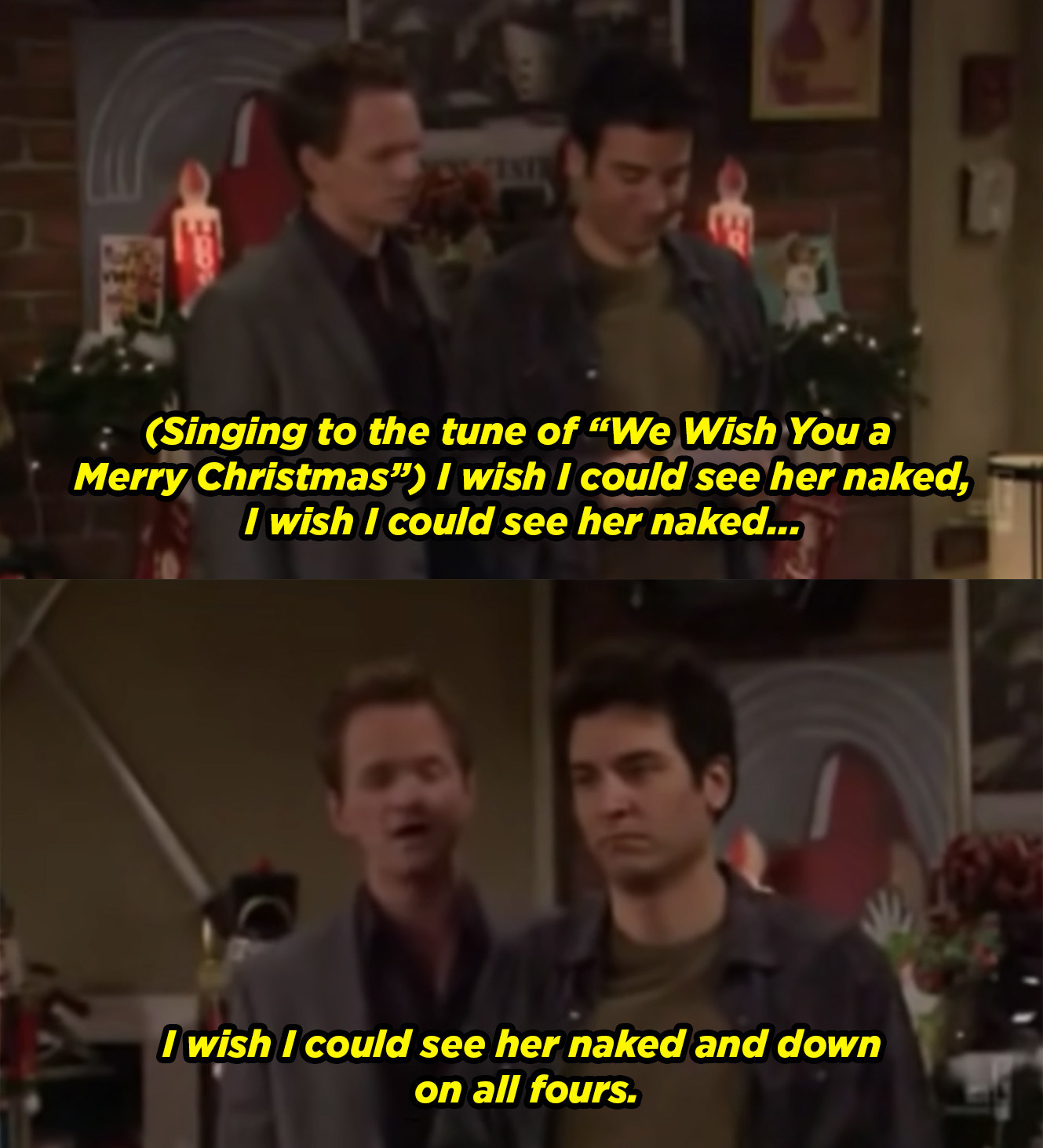 Barney sings about how he wishes he could see a woman naked and on all fours