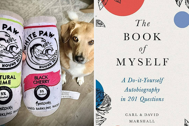 white claw dog toy and autobiography journal
