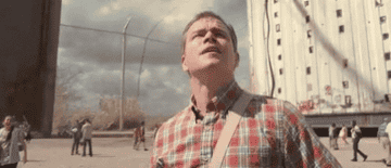Paul looking up at the dandelion trees