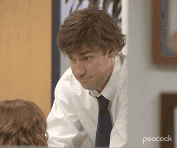 Jim from the office saying to Pam, &quot;Way too loud&quot;