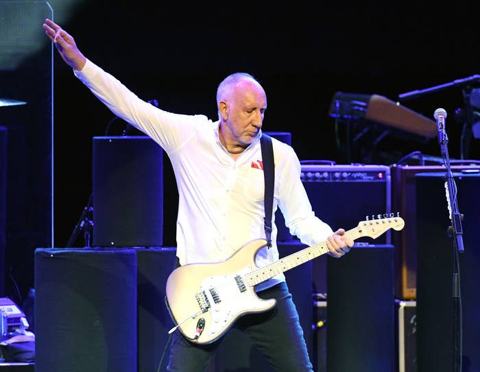 Townshend playing guitar onstage during the band's Las Vegas residency