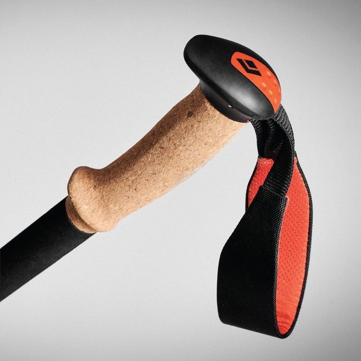 close up of the cork handles on the poles