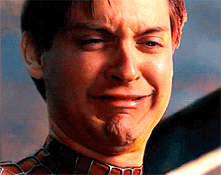 Tobey Maguire as Spider-Man crying