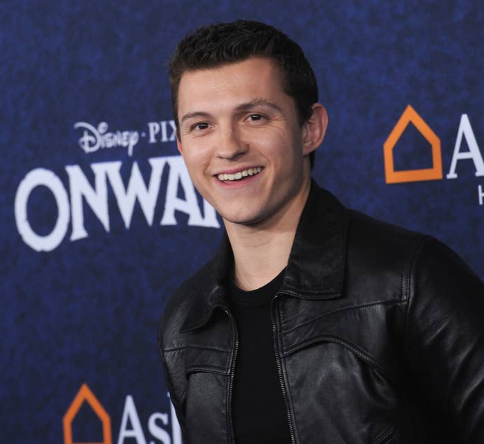 Tom Holland smiles at a red carpet event