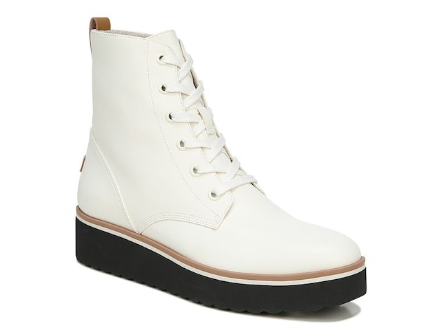 Image of the white ankle platform bootie