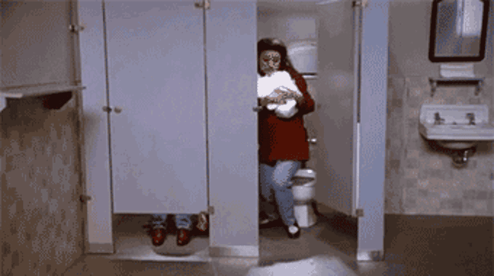 &quot;Seinfeld&quot; – Elaine is seen stacking up on toilet paper in the bathroom and running out.
