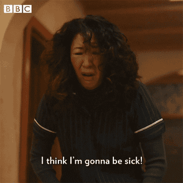 &quot;Killing Eve&quot; – Eve is seen clutching here stomach with a pained look on her face.