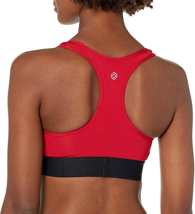 Red/Nude Open Back Color Block Sports Bra