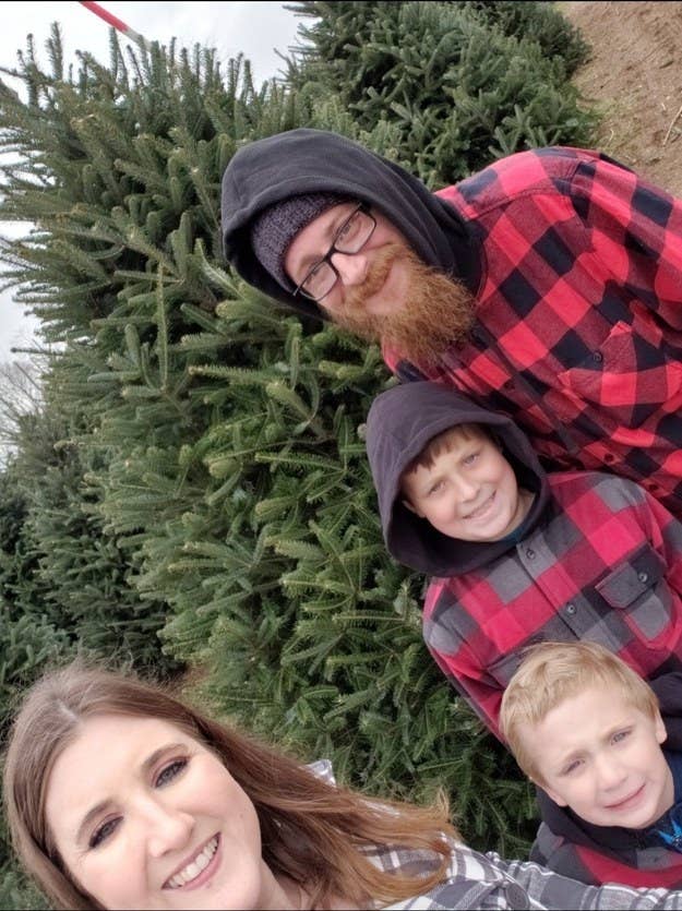 Commenter&#x27;s family at a Christmas tree farm.