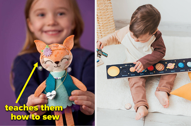 sewing craft on the left and solar system puzzle on the right