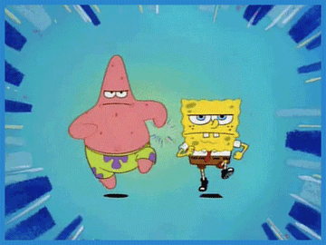 Patrick and Spongebob marching with determination