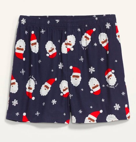navy boxers with santa face pattern