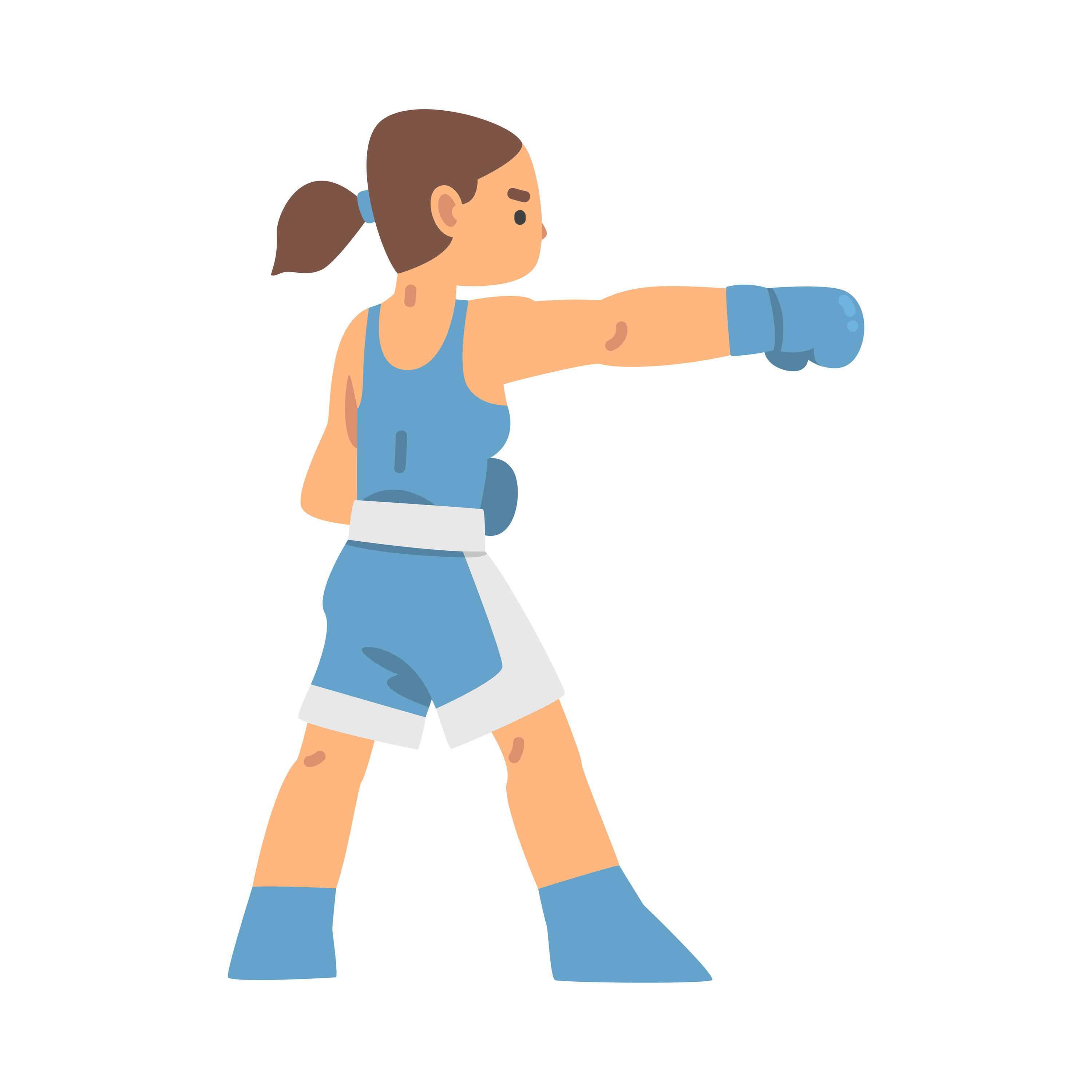 A graphic of a woman punching