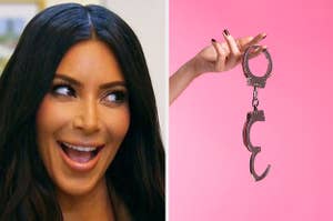 Kim Kardashian looking shocked, and sexy handcuffs