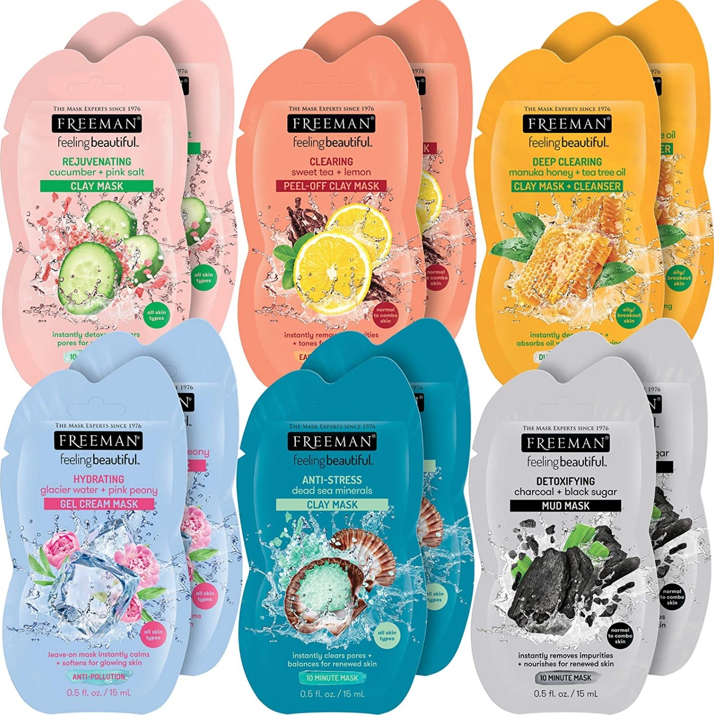 the full set of face masks with six different versions