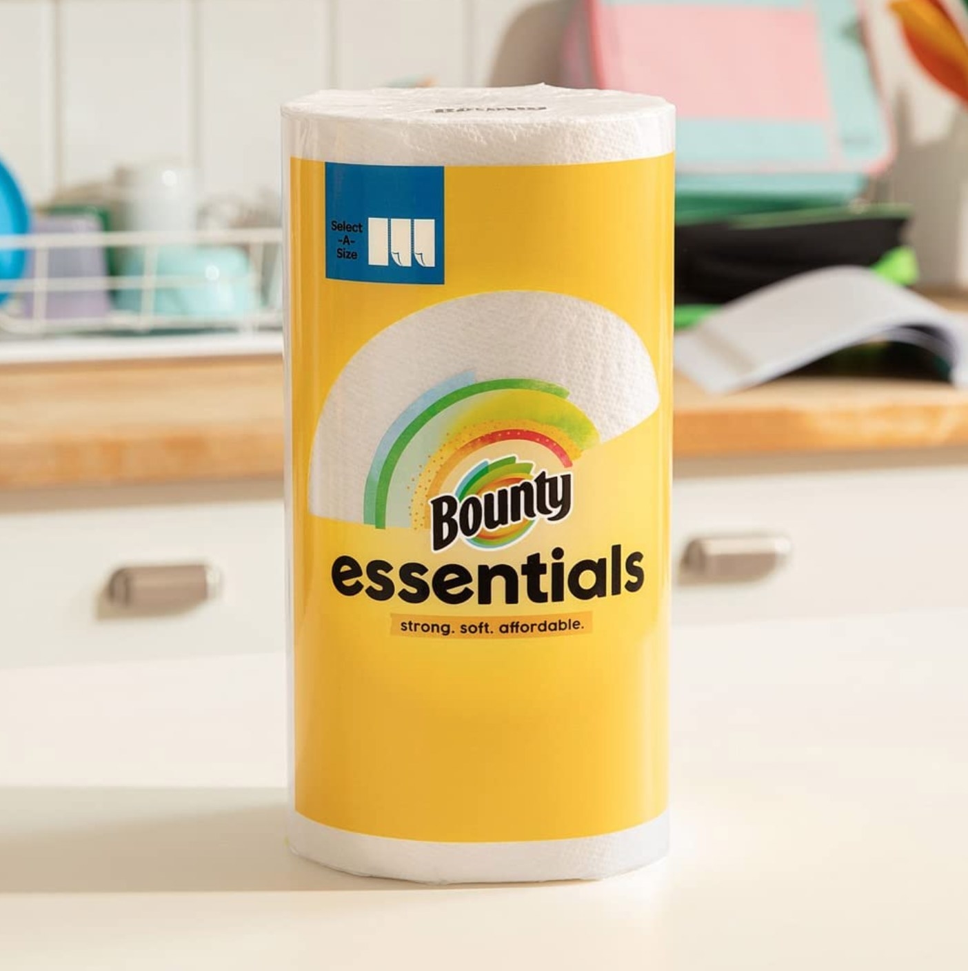 the bounty paper towel roll on a counter