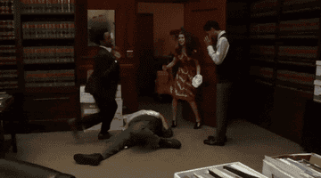 Troy leaping over an unconscious janitor in &quot;Community&quot;