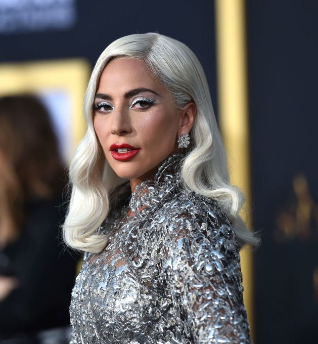 Lady Gaga in a silver outfit
