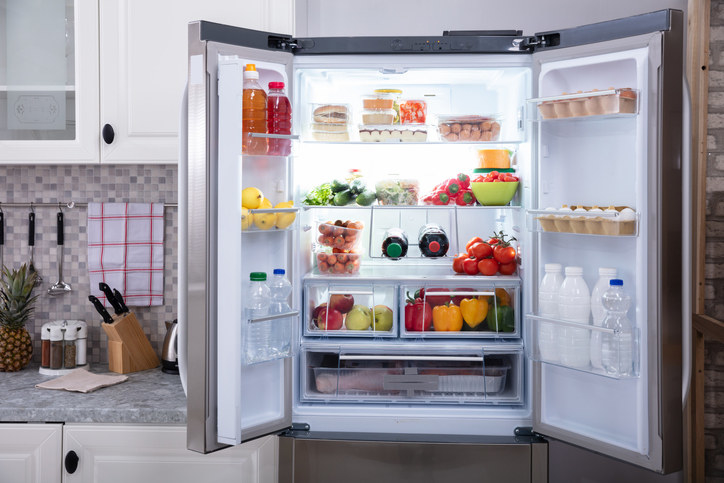 A full, open refrigerator