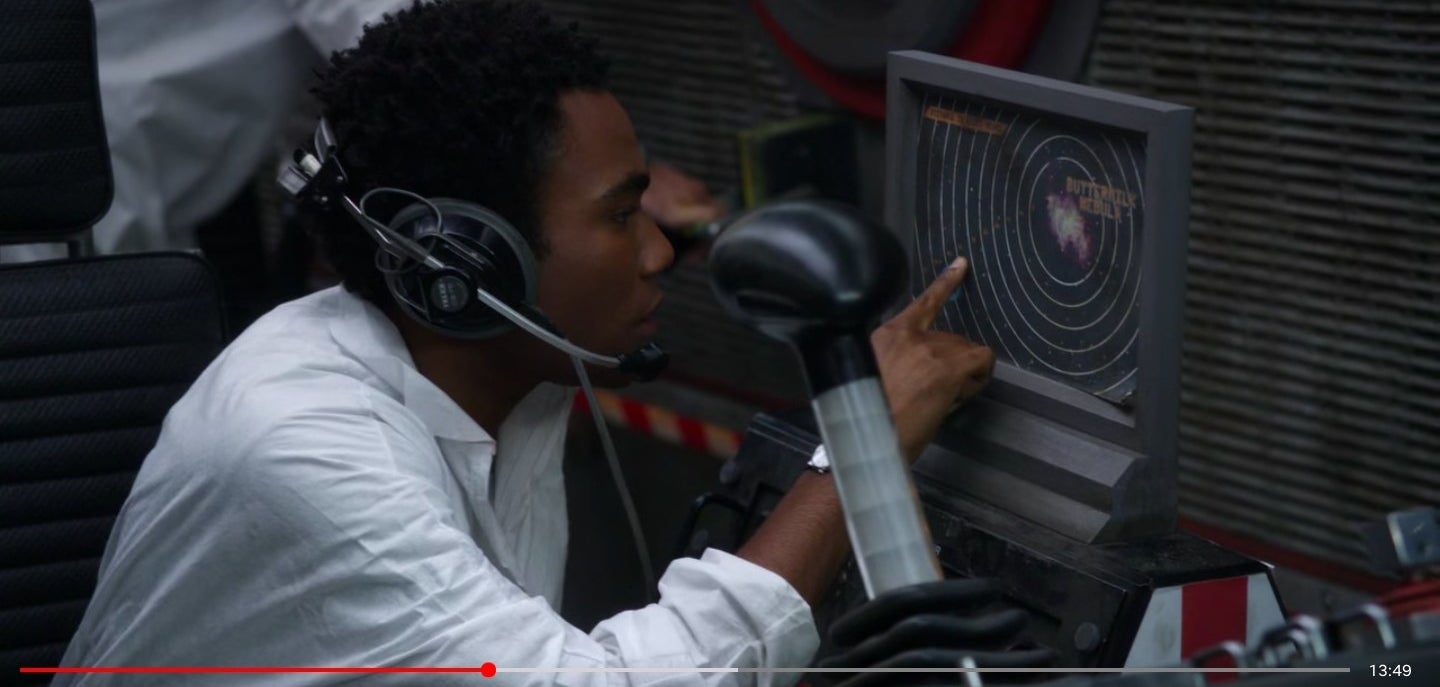Troy looking at a fake radar screen in &quot;Community&quot;