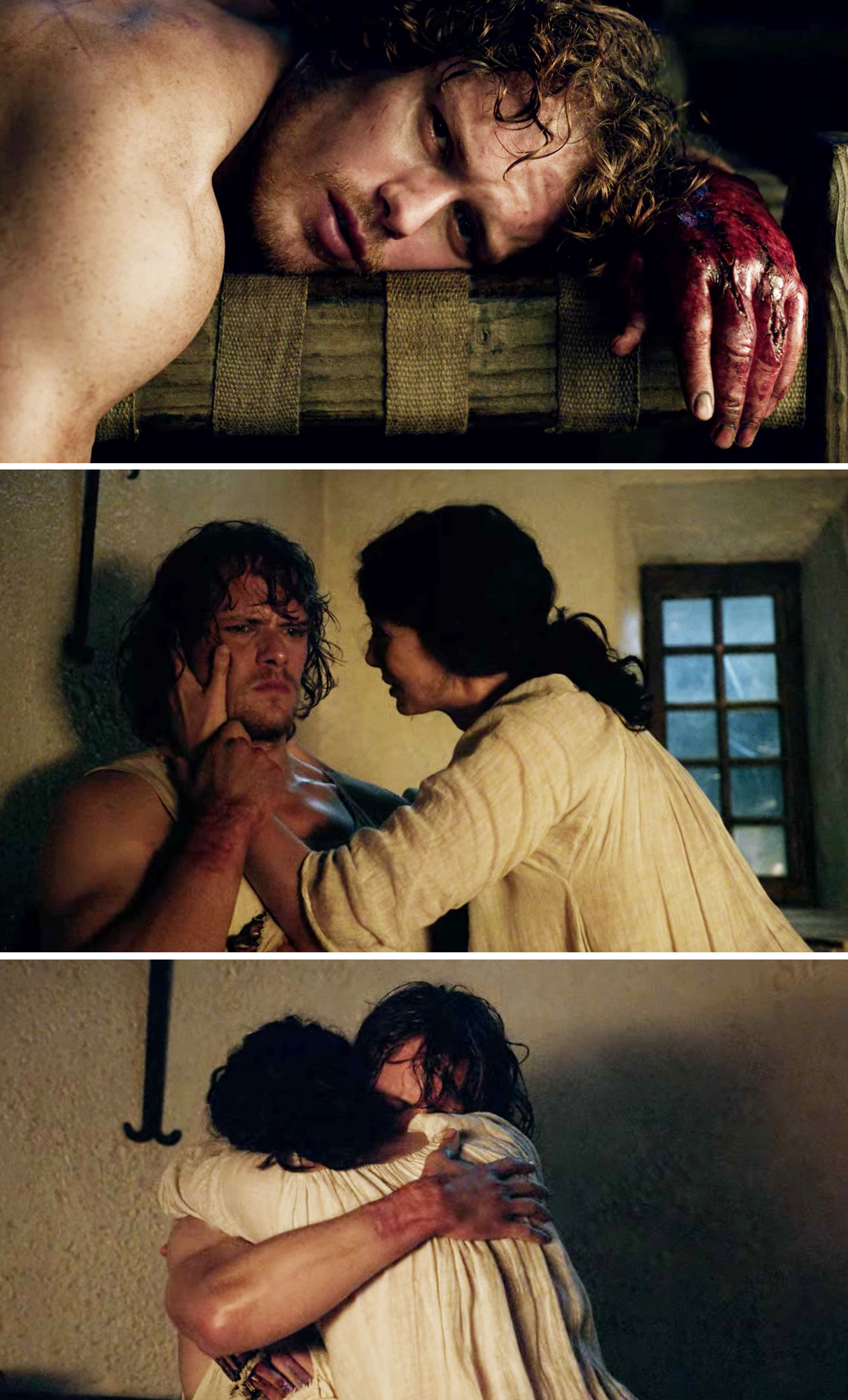 Jamie sobbing and hugging Claire