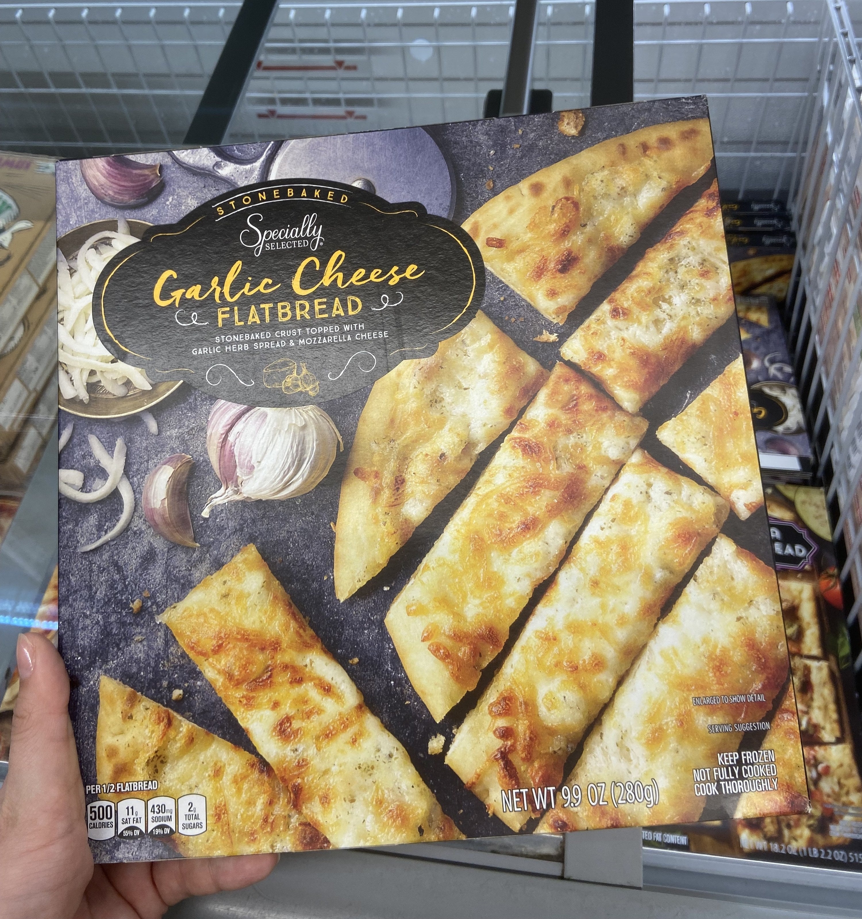 Box of garlic cheese flatbread