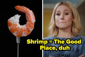 a photo of shrimp next to a women with lips in a line