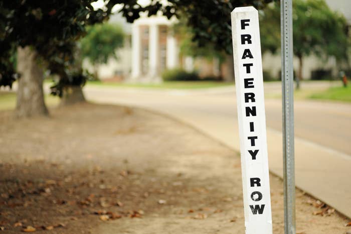sign that says fraternity row