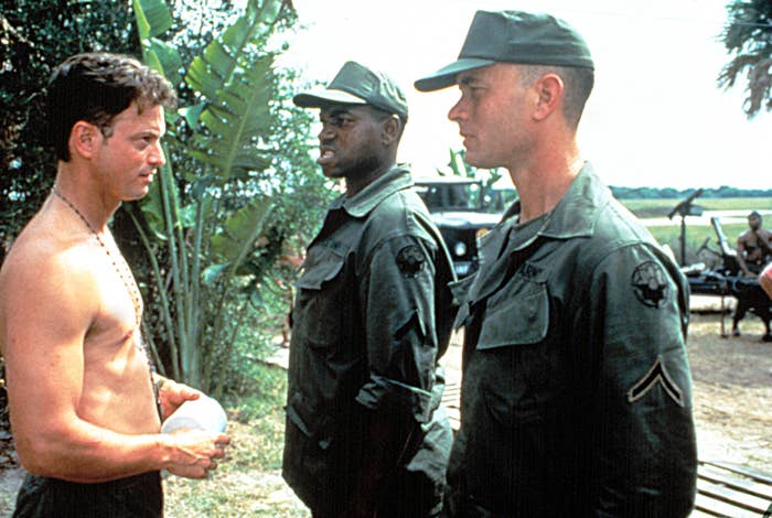Two soldiers reporting to their commanding officer in Vietnam during Vietnam War