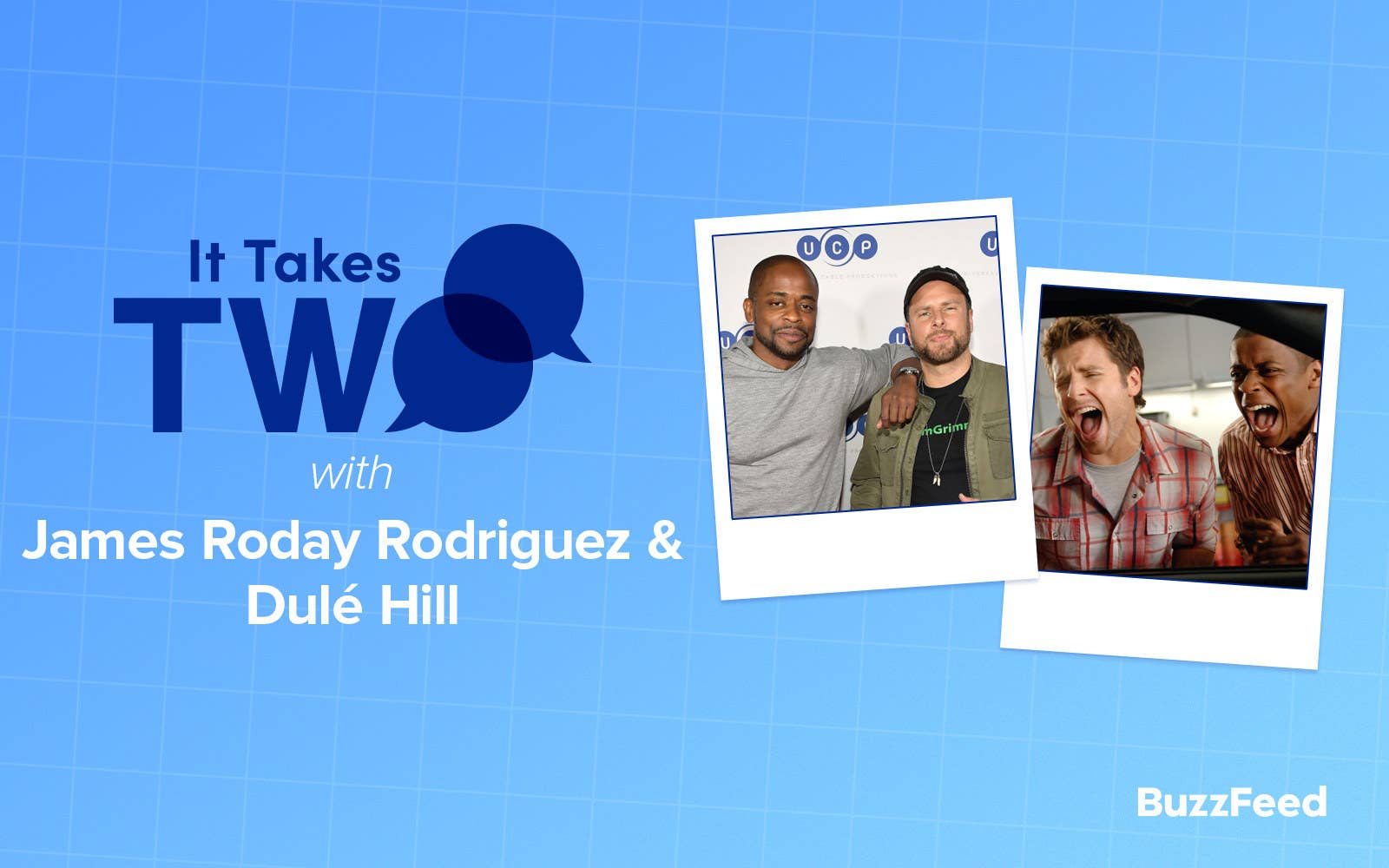 Title card for It Takes Two with James Roday Rodriguez and Dulé Hill