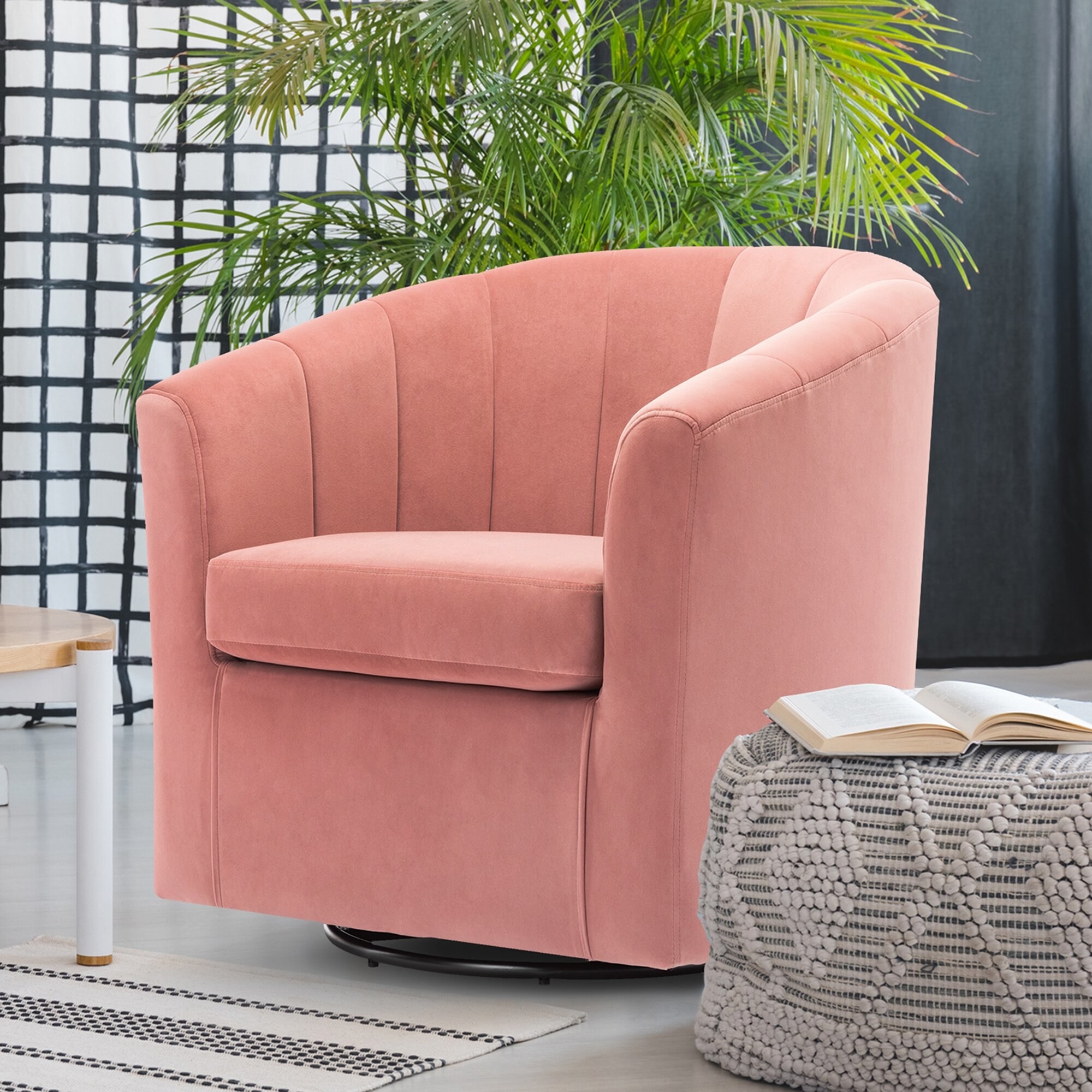 the pink swivel chair