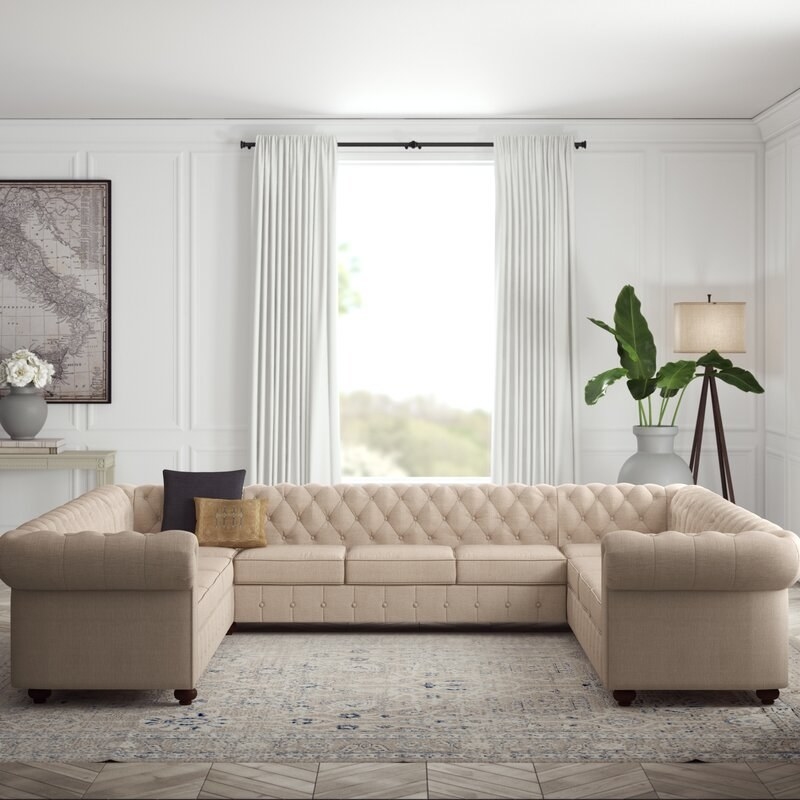 The large linen sectional in tan