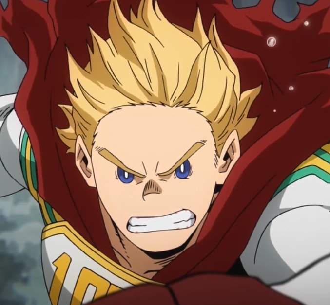 Mirio about to attack with a fierce look on his face